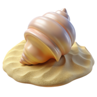 extraordinary vintage A seashell on a white sand beach, soft lighting, realistic rendering professional png