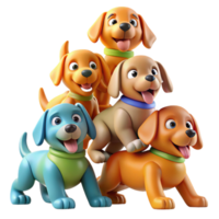 vibrant rustic A group of playful puppies in a tumbling pyramid formation, dynamic pose, bright and cheerful color palette, cartoon style inspired by Disney genuine png