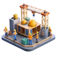 stunning rustic Construction site with cranes and workers, dynamic composition, industrial style, bright daylight genuine png