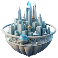 extraordinary creative A futuristic cityscape built on the rings of Saturn, with flying vehicles weaving through colossal, crystalline structures. Soft, ambient lighting, art deco style premium png
