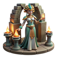 stunning classic A Mayan priestess adorned with jade jewelry, conducting a ritual by a flickering torchlight within a crumbling temple, hyperrealistic style, dramatic lighting, genuine png