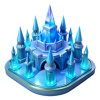 serene minimalist An elaborate ice palace, shimmering blue light, fantasy style detailed png