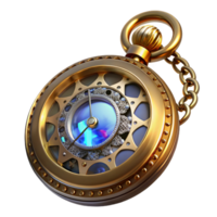 serene abstract A close-up of a steampunk pocket watch, intricate gears and glowing crystals, sharp focus, photorealistic style genuine png