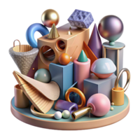 elegant modern A chaotic assemblage of found objects and textures, creating a surreal, Dadaist composition detailed png