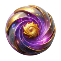 elegant modern A swirling nebula of amethyst and gold, illuminated by the ethereal glow of a newborn star. Intricate, fractal patterns emerge from the cosmic dust. Art Nouveau style genuine png