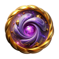 beautiful creative A swirling nebula of amethyst and gold, illuminated by the ethereal glow of a newborn star. Intricate, fractal patterns emerge from the cosmic dust. Art Nouveau style high quality png