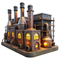 impressive vintage A desolate factory filled with rusting machinery, lit by shafts of light penetrating the grimy windows, industrial decay style, 4K png