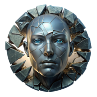 elegant vintage A shattered mirror reflecting a thousand different versions of the same face, illuminated by a single spotlight, Dark Fantasy style original png