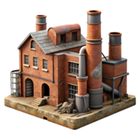 elegant abstract Abandoned industrial factory, decaying brick walls, broken windows, rusty pipes, eerie atmosphere, photorealistic rendering, high resolution png