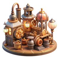 magnificent traditional A bustling steampunk marketplace filled with intricate gadgets and eccentric characters, bathed in the warm glow of gas lamps, art deco style high resolution png