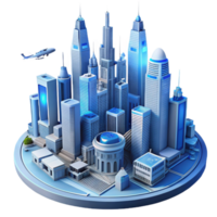 extraordinary contemporary A futuristic cityscape with towering skyscrapers and flying vehicles, but devoid of human life, sterile and eerie, cool blue lighting genuine png