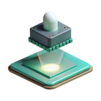 elegant contemporary A single circuit board floating in zero gravity, illuminated by a single spotlight, minimalist style professional png