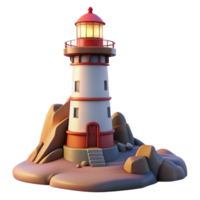 beautiful classic A towering lighthouse on a rocky coast, illuminated by the sweeping beam of its lantern, maritime painting style professional png