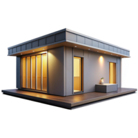 stunning abstract Prefabricated modular home, sleek minimalist design, customizable components, bright studio lighting, product design rendering authentic png