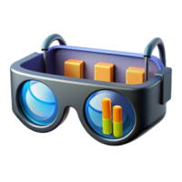 serene classic A pair of augmented reality glasses displaying complex data visualizations, sharp, clean lighting, minimalist style premium png