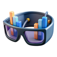 serene rustic A pair of augmented reality glasses displaying complex data visualizations, sharp, clean lighting, minimalist style professional png