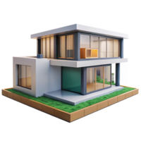 impressive minimalist Modernist villa, simple geometric forms, large glass windows, open floor plan, architectural rendering style professional png