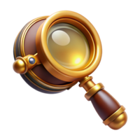 magnificent rustic A steampunk monocle, gold rimmed, with a small magnifying glass attached, intricate details, brightly lit, product photography style authentic png