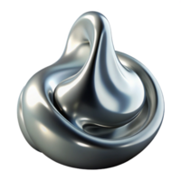 serene rustic A flowing, organic form resembling liquid metal, with a chrome finish reflecting an unseen light source, in a hyperrealistic style detailed png