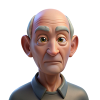 magnificent contemporary Close-up portrait of an elderly man with deep wrinkles and a thoughtful expression, illuminated by a single, overhead spotlight, in a hyperrealistic style high quality png
