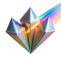 magnificent abstract A cluster of levitating, geometric prisms, refracting light into a spectrum of colors, illuminated by a bright, directional light, in a minimalist, optical art style detailed png
