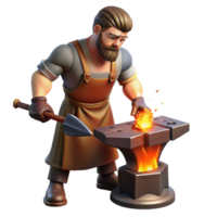 vibrant creative A skilled Hephaestus forging a weapon in his fiery forge. Realism style. Fiery, industrial lighting high resolution png