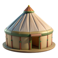 dramatic contemporary Yurt, traditional nomadic dwelling, circular structure, felt covering, nomadic architecture high quality png