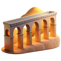 wonderful abstract Roman aqueduct, arched structure, rolling hills, golden hour lighting, historical style original png