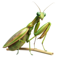 vibrant modern A praying mantis perched on a branch, studio lighting, detailed macro photography style exclusive png