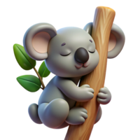 vibrant artistic A sleepy koala clinging to a eucalyptus tree, dappled sunlight, cartoon style 4K png