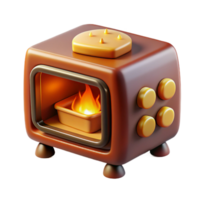wonderful traditional A whimsical brownie baking bread in a miniature oven, lit by the warm glow of the fire. Children's book illustration style premium png