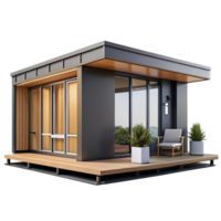 impressive abstract Prefabricated modular home, sleek design, sustainable materials, minimalist aesthetic, modern style original png