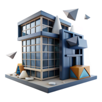 beautiful vintage Deconstructivist office building, fragmented shapes, colliding planes, dynamic composition, abstract expressionist style professional png