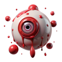vibrant abstract A giant, disembodied eye weeping tears of blood, surrounded by floating daggers, under a blood-red moon. Horror surrealism style high quality png