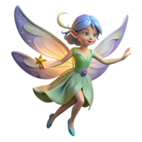 serene contemporary A playful fairy with delicate wings and a shimmering dress, dancing in a moonlit meadow, illuminated by the soft glow of the moon. Romantic style authentic png