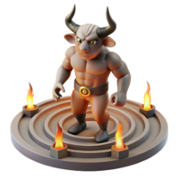 extraordinary abstract A stoic Minotaur with the body of a man and head of a bull, standing in a labyrinth bathed in the cold light of torches. Greek pottery style exclusive png