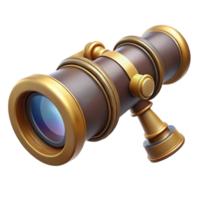 serene abstract A steampunk spyglass with brass and leather construction, intricate lenses and focusing mechanisms, extended for viewing, lit by a soft daylight detailed png