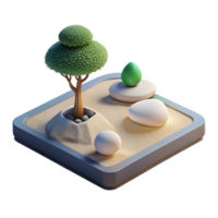serene abstract A minimalist Zen garden with carefully raked gravel and a single bonsai tree, illuminated by soft, diffused light, minimalist photography style authentic png