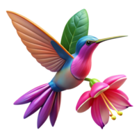 wonderful rustic A hummingbird hovering near a fuchsia flower, capturing the motion blur of its wings, vibrant colors, nature photography style high quality png