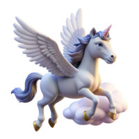 vibrant classic A graceful pegasus with feathered wings, soaring through a cloudy sky, lit by the rays of the sun. Romantic style premium png