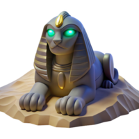 stunning traditional A mysterious sphinx with glowing eyes and intricate hieroglyphs carved into its body, resting in the desert sands, lit by moonlight, in a stylized art deco style original png