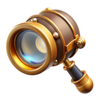 impressive abstract A steampunk monocle, gold rimmed, with a small magnifying glass attached, intricate details, brightly lit, product photography style exclusive png
