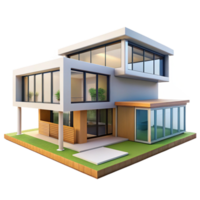 lindo abstrato modernista vila, simples geométrico formulários, ampla vidro janelas, aberto chão plano, arquitetônico Renderização estilo Prêmio png