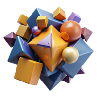 impressive traditional A dynamic composition of fragmented, geometric shapes, colliding and merging, with a bold, cubist style original png