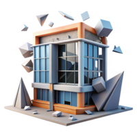 elegant modern Deconstructivist office building, fragmented shapes, colliding planes, dynamic composition, abstract expressionist style detailed png