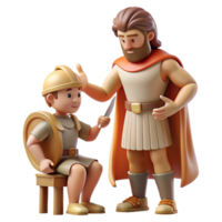 beautiful creative A wise Chiron teaching Achilles the ways of a warrior. Classical style. Soft, natural lighting premium png