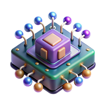 un' microscopico Visualizza di nanobot assemblaggio un' complesso microchip, illuminato di vibrante, multicolore lettura elettrone microscopio illuminazione. scientifico visualizzazione stile, alto dettaglio png