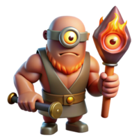 extraordinary abstract A fierce cyclops with a single eye, wielding a giant club, bathed in the flickering light of a forge. Greek mythology style high quality png