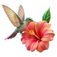 impressive rustic A delicate hummingbird hovering near a vibrant hibiscus flower, soft lighting, macro photography style original png