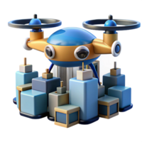 serene minimalist A futuristic, self-driving delivery drone navigating a crowded cityscape, its sleek, aerodynamic design catching the light. Photorealistic style genuine png